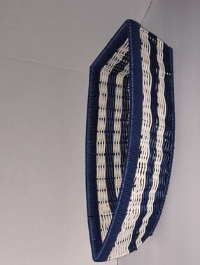 Woven Navy and White Decorative Storage Basket